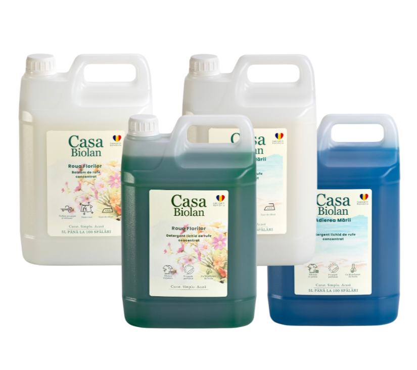 Set Detergent și Balsam Roua Florilor 5L + Set Detergent și Balsam Adierea Mării 5L