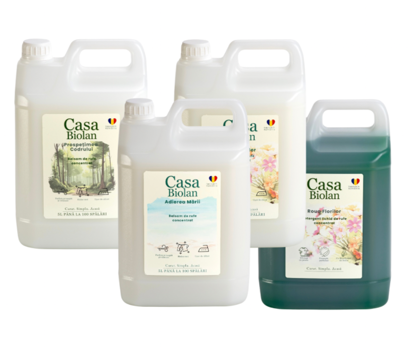 Set 3 x Balsam 5L Roua Florilor, Adierea Mării, Prospețimea Codrului + 1 x Detergent 5L Roua Florilor