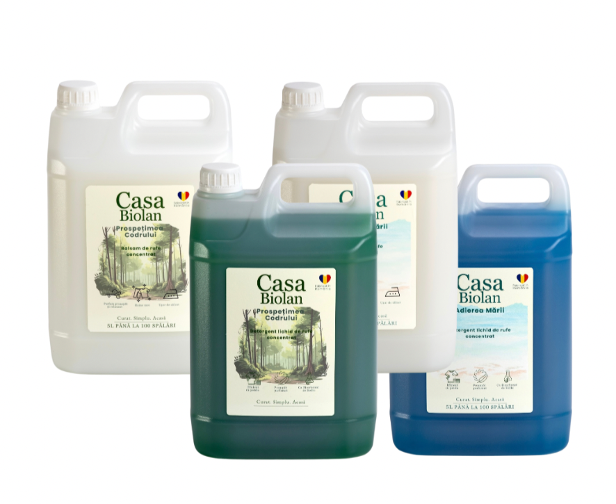 Set Detergent și Balsam Prospețimea Codrului 5L + Set Detergent și Balsam Adierea Mării 5L