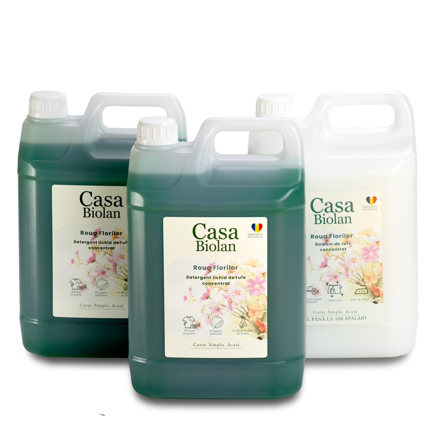 Setul cu 2x Roua Florilor- Detergent 5L + 1x Roua Florilor- Balsam 5L