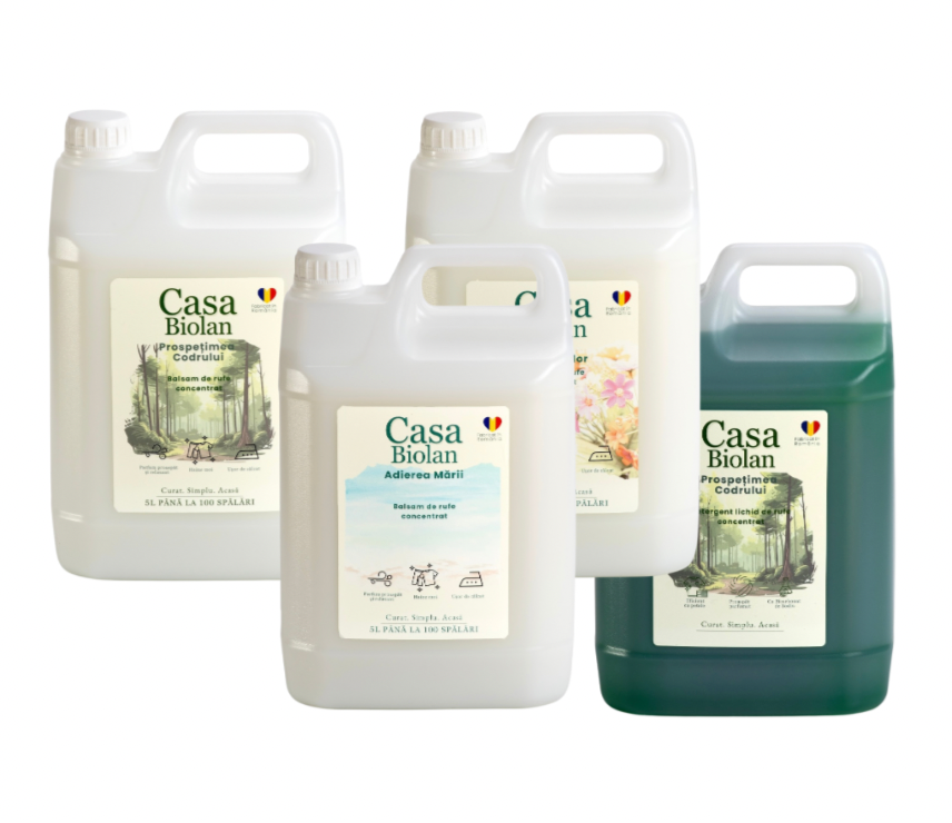Set 3 x Balsam 5L Roua Florilor, Adierea Mării, Prospețimea Codrului + 1 x Detergent 5L Prospețimea Codrului