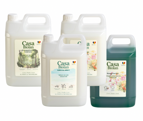 Set 3 x Balsam 5L Roua Florilor, Adierea Mării, Prospețimea Codrului + 1 x Detergent 5L Roua Florilor