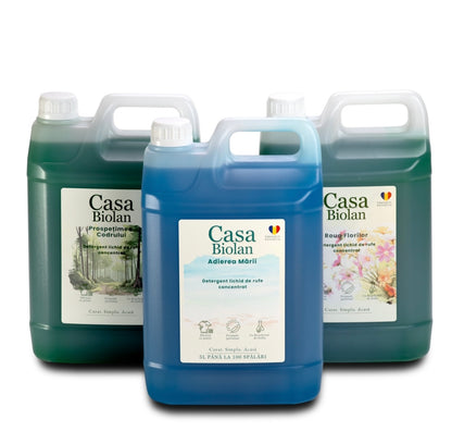 Set 3 x Detergent Adierea Mării 5L + Detergent Prospețimea Codrului 5L + Detergent Roua Florilor
