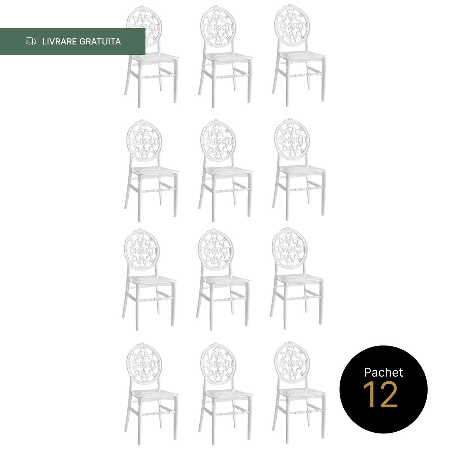 Pachet 12 Scaune Chiavari Nozze Alb