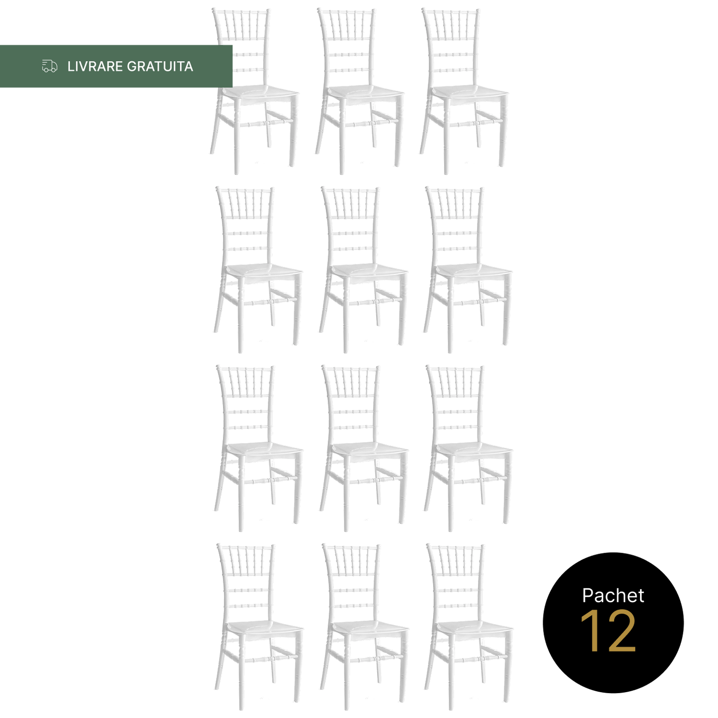 Pachet 12 Scaune Chiavari Tiffany Alb