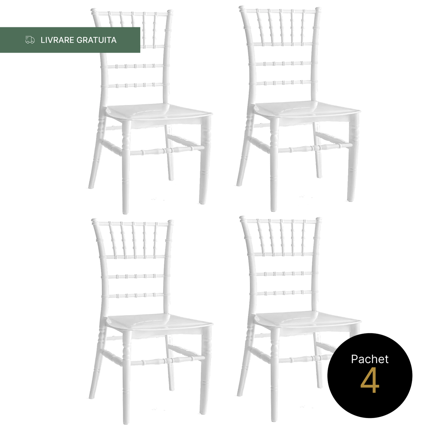 Pachet 4 Scaune Chiavari Tiffany Alb