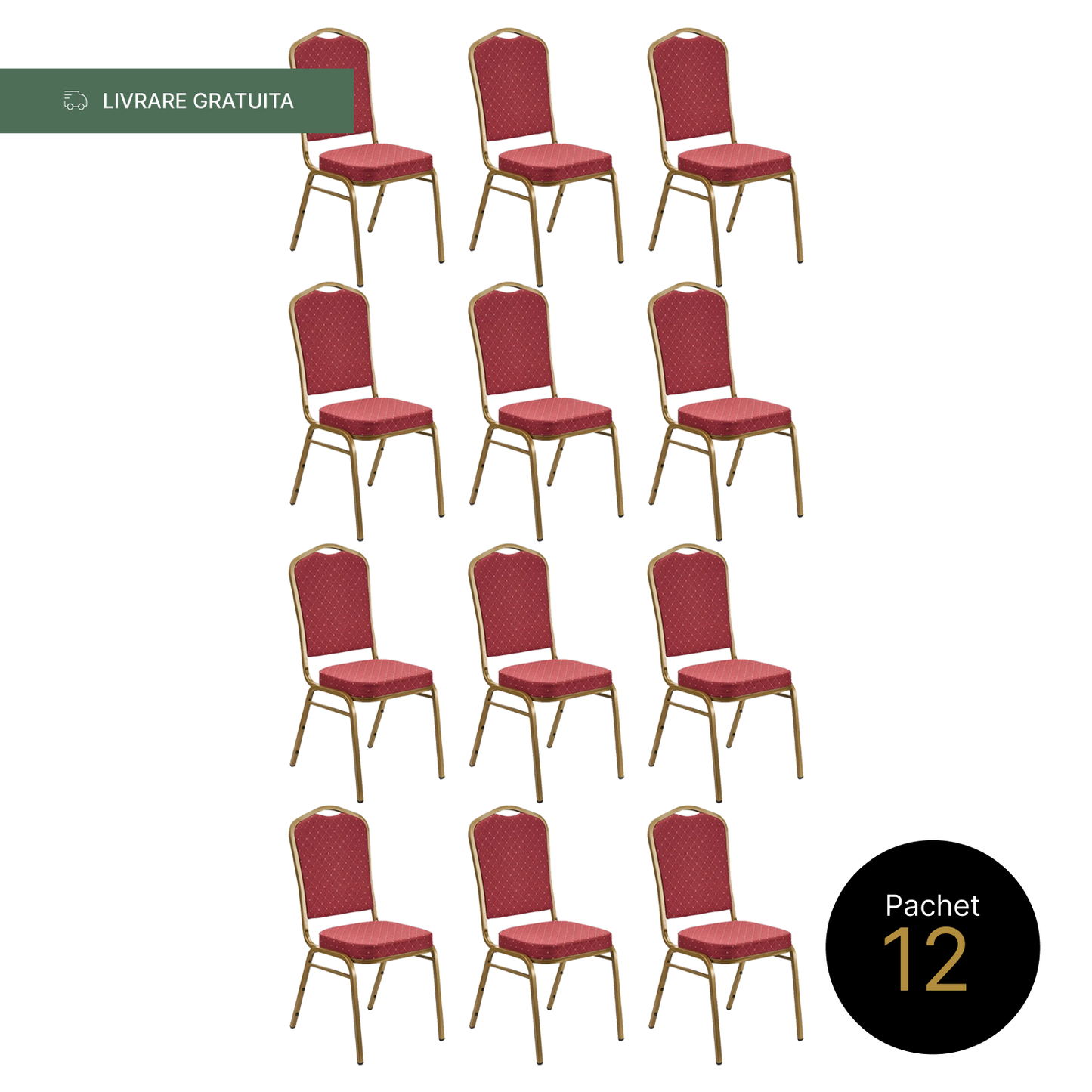 Pachet 12 Scaune Conferinta Rosu