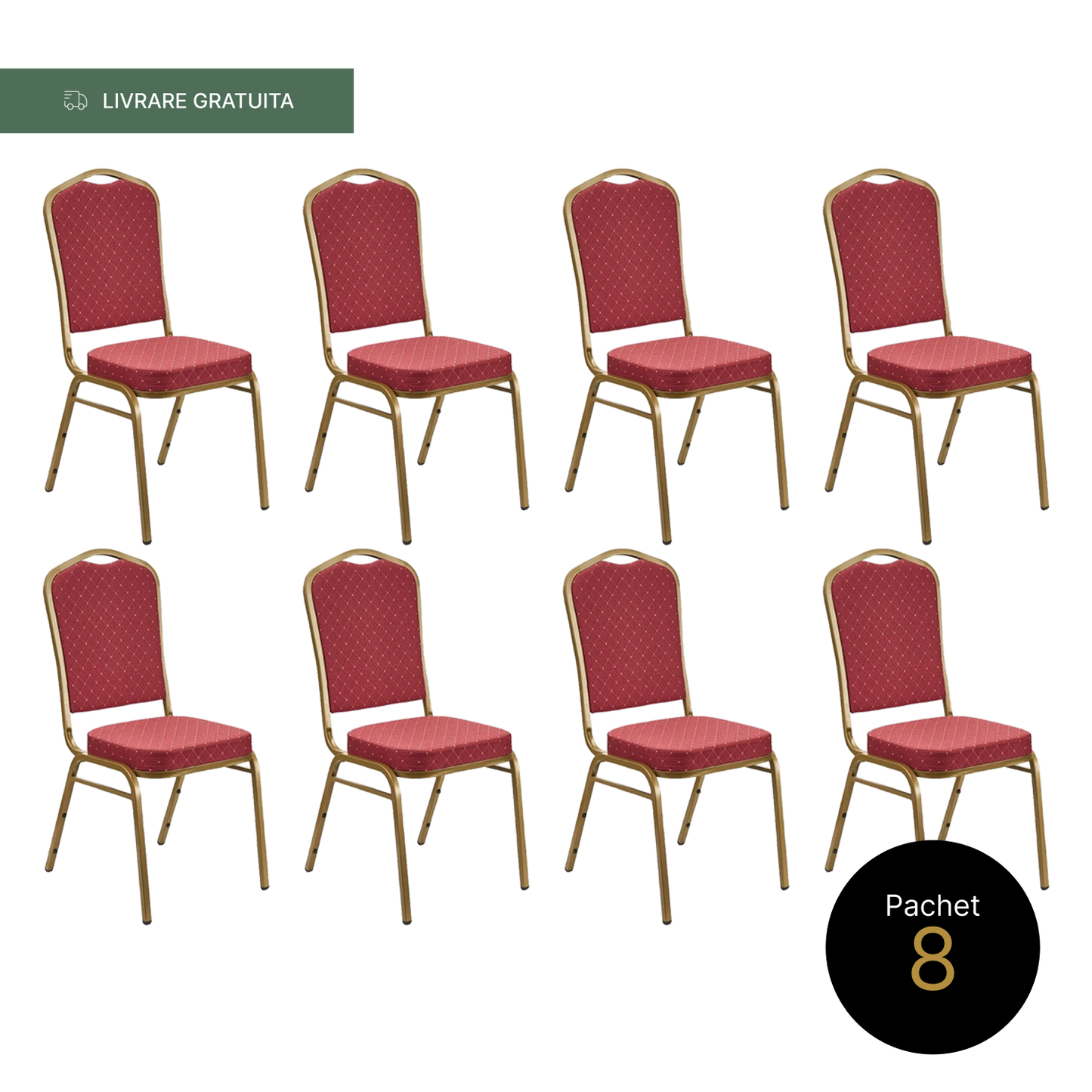 Pachet 8 Scaune Conferinta Rosu